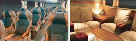luxurious interior of malaysian express bus